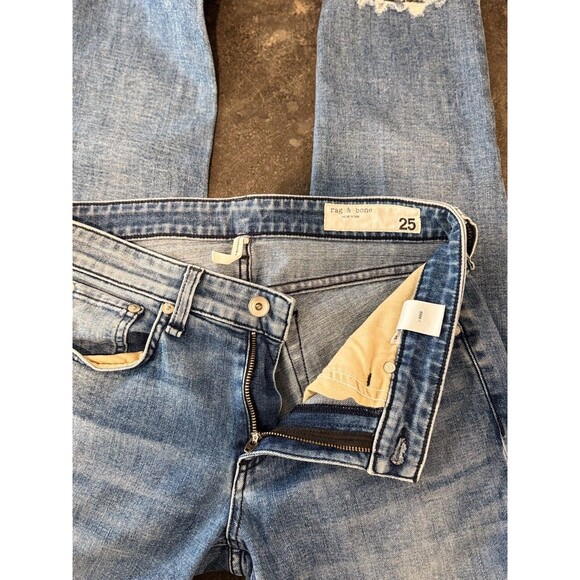 Rag Bone Womens Jeans Mendecino Dre Low Rise Slim Boyfriend Crop Distressed 25 - Picture 5 of 13